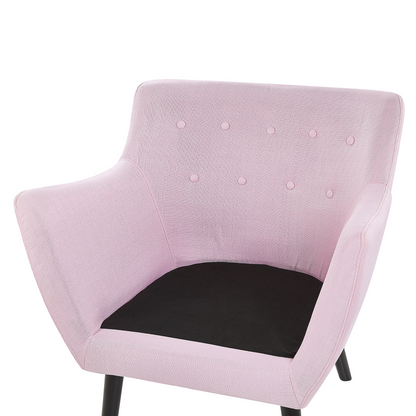 Armchair Pink Fabric Black Legs Button Tufted Back Modern Retro Design Edition