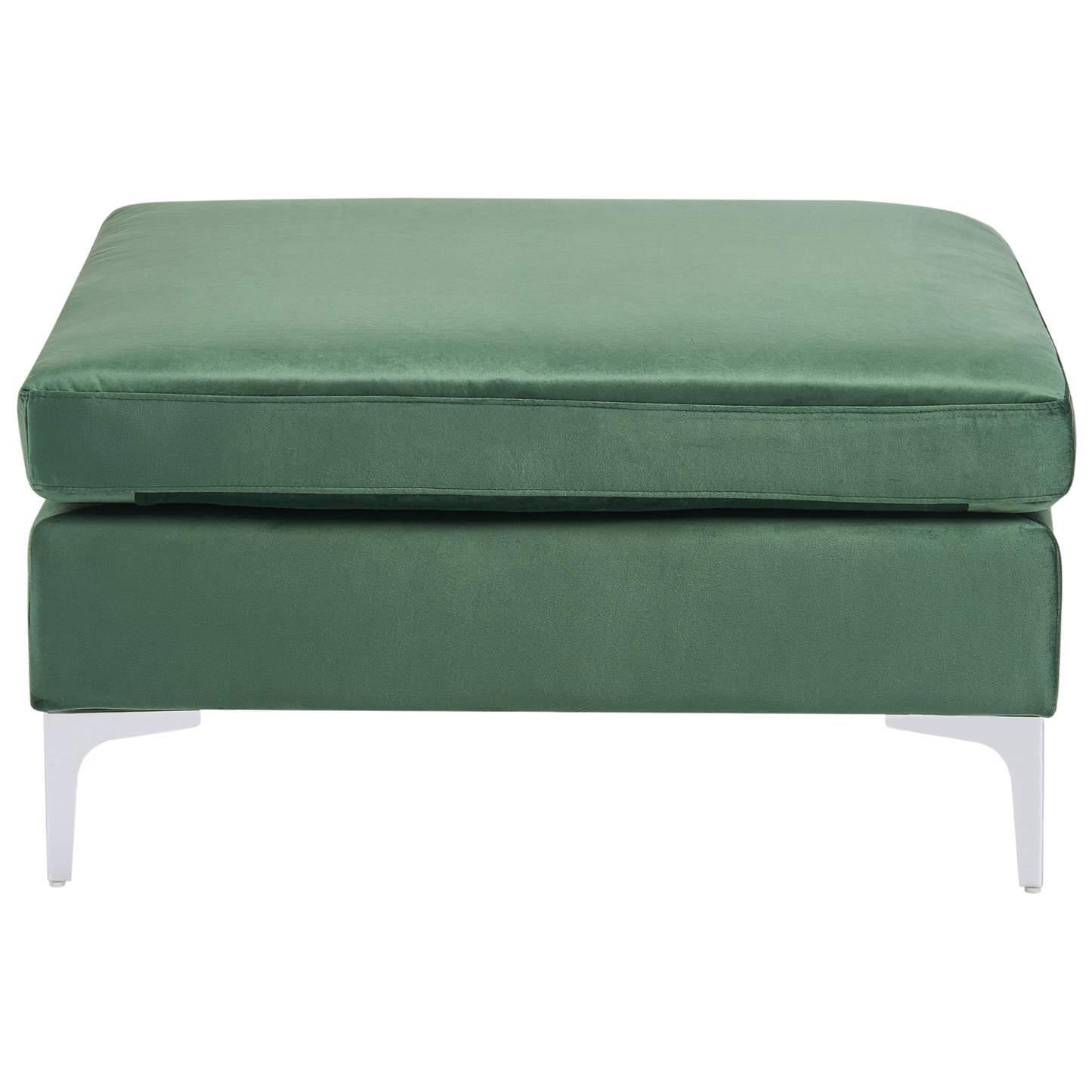 Ottoman Green Velvet Top Pillow With Silver Metal Legs