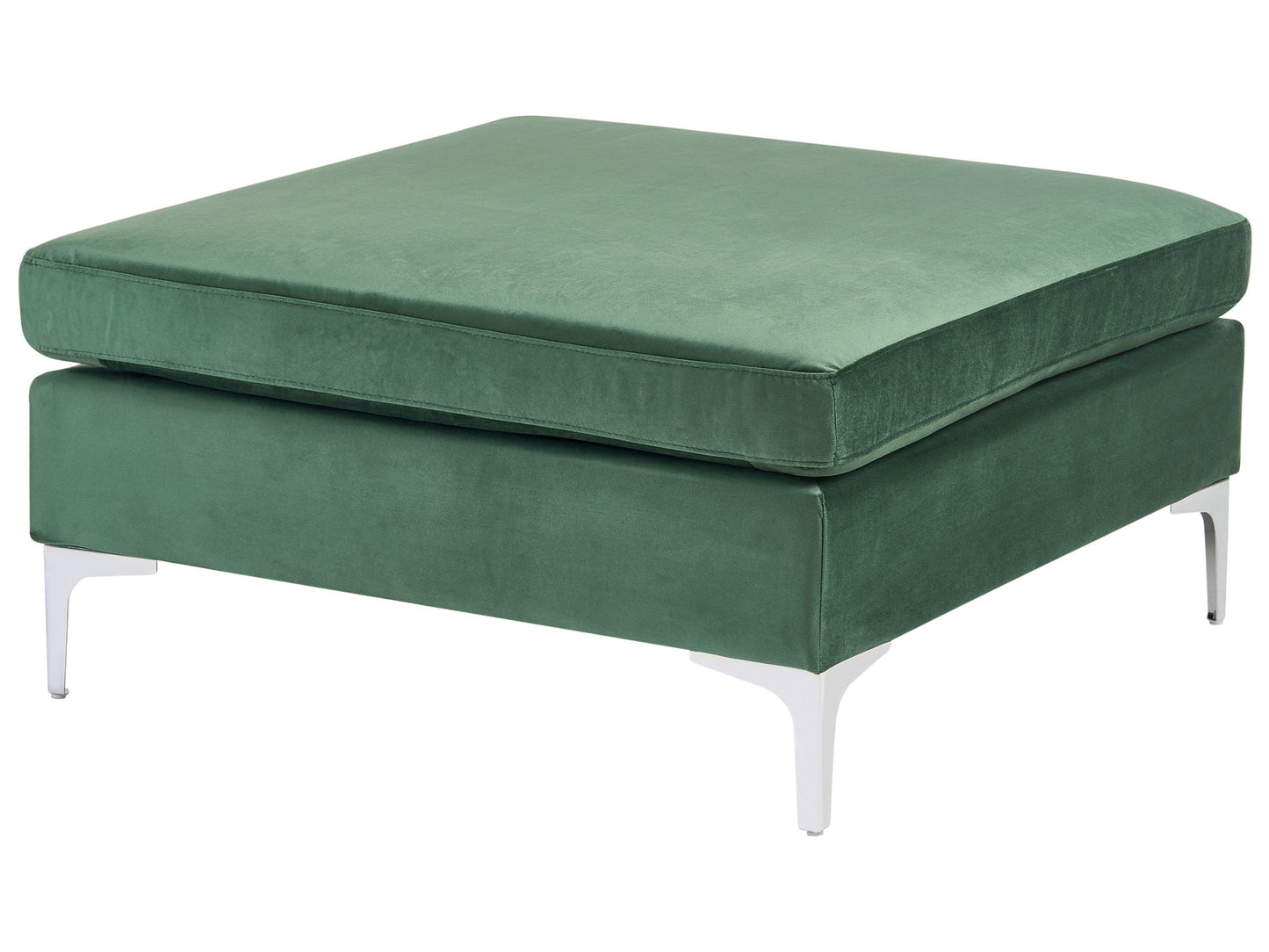 Ottoman Green Velvet Top Pillow With Silver Metal Legs
