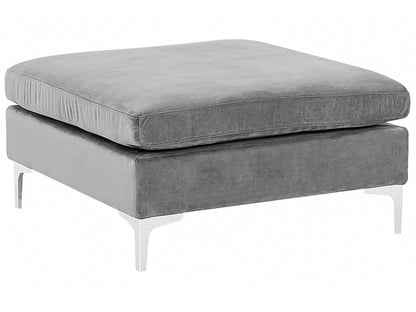 Velvet Ottoman Grey Top Pillow Silver Metal Legs