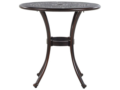 Outdoor Vintage Brown Aluminium Round Garden Dining Table 65cm Weatherproof Durable