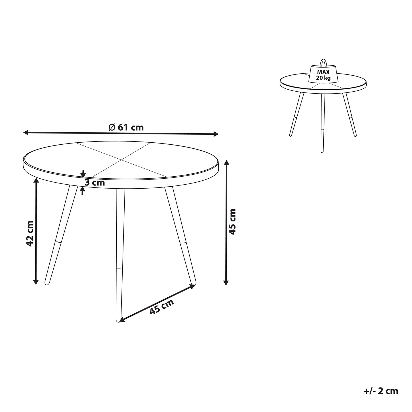 Dark Ash Wood Effect Coffee Table With Gold Base Dia 61cm