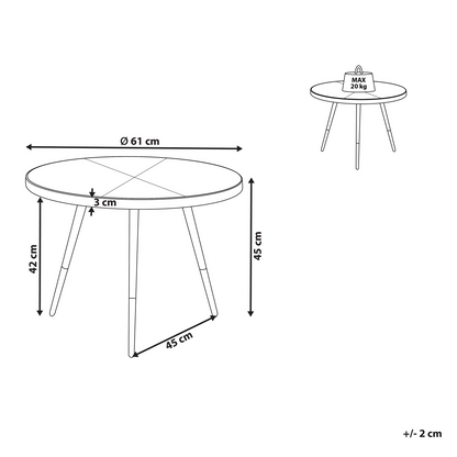 Dark Ash Wood Effect Coffee Table With Gold Base Dia 61cm