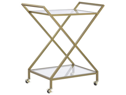 Gold Bar Cart Kitchen Trolley With Lockable Castors