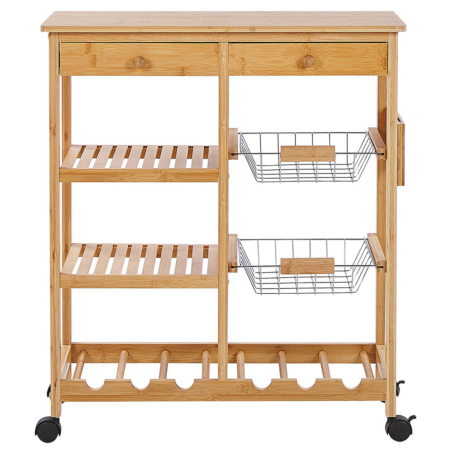 Kitchen Trolley Light Brown With Wheels Wine Rack Cart For Dining Room Movable