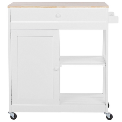 CasaNova Kitchen Trolley White MDF Rubberwood 2 Shelves 75x43x87cm