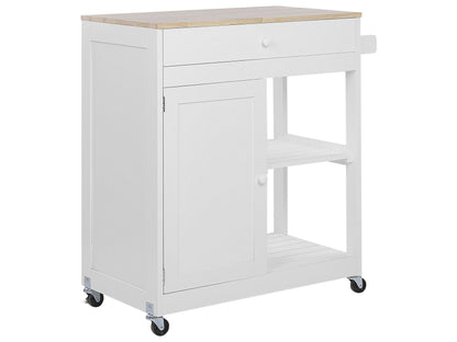 CasaNova Kitchen Trolley White MDF Rubberwood 2 Shelves 75x43x87cm