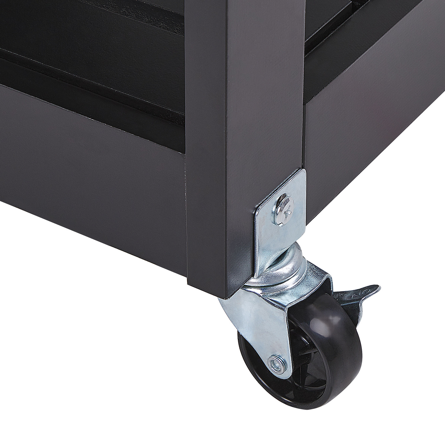 CountryHouse Kitchen Trolley Black MDF Rubberwood 75x43x87 Two Shelves