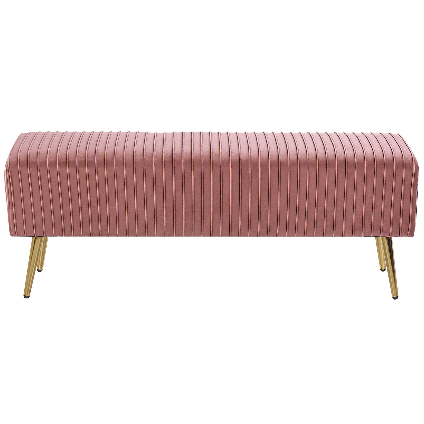 Pink Velvet Bench With Gold Metal Legs 118 By 40cm