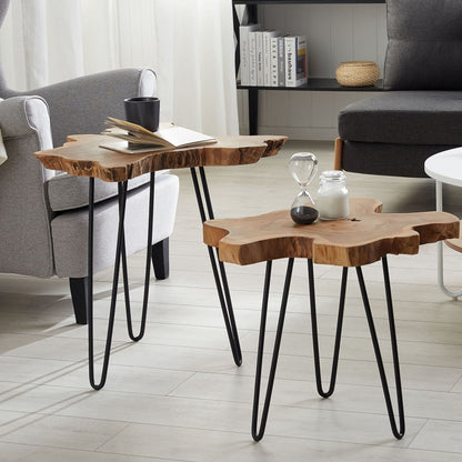 Nest Of 2 Tables Dark Brown Java With Black Legs Rustic