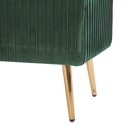 Bench Emerald Green Velvet Upholstered Gold Metal Legs 118 x 40cm For Living Room