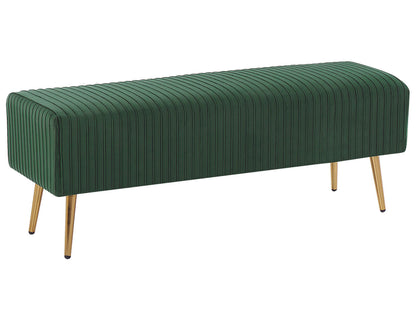 Bench Emerald Green Velvet Upholstered Gold Metal Legs 118 x 40cm For Living Room