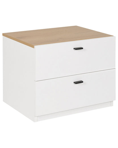 NordicNest Bedside Table White Light Wood MDF 2 Drawers
