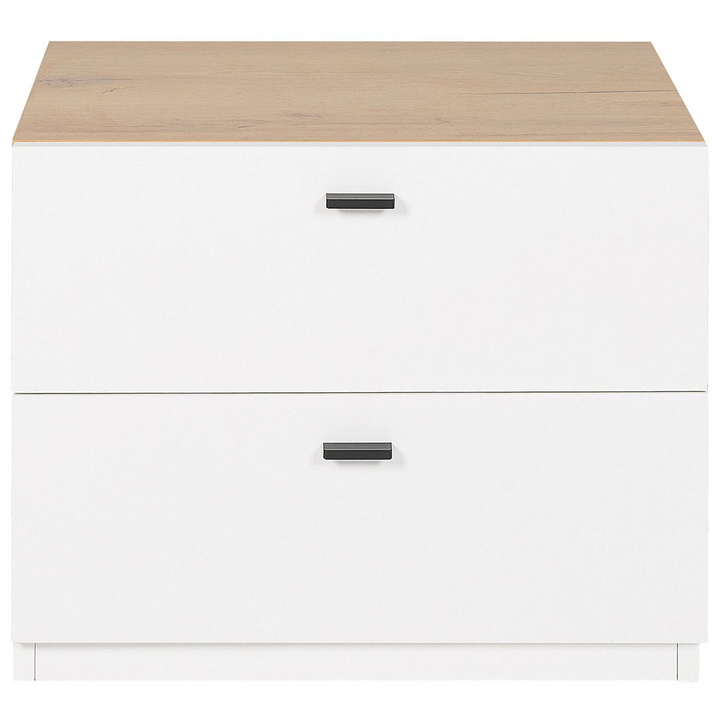 NordicNest Bedside Table White Light Wood MDF 2 Drawers