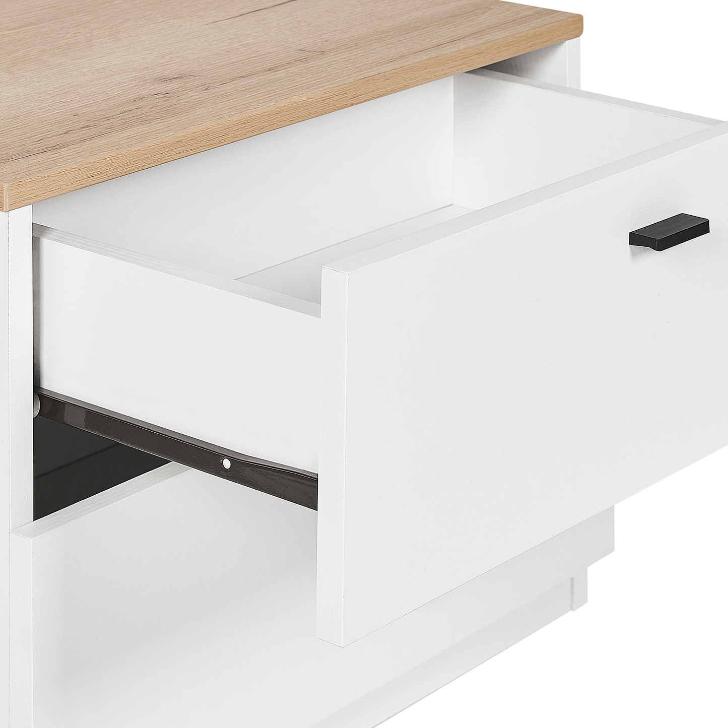 NordicNest Bedside Table White Light Wood MDF 2 Drawers