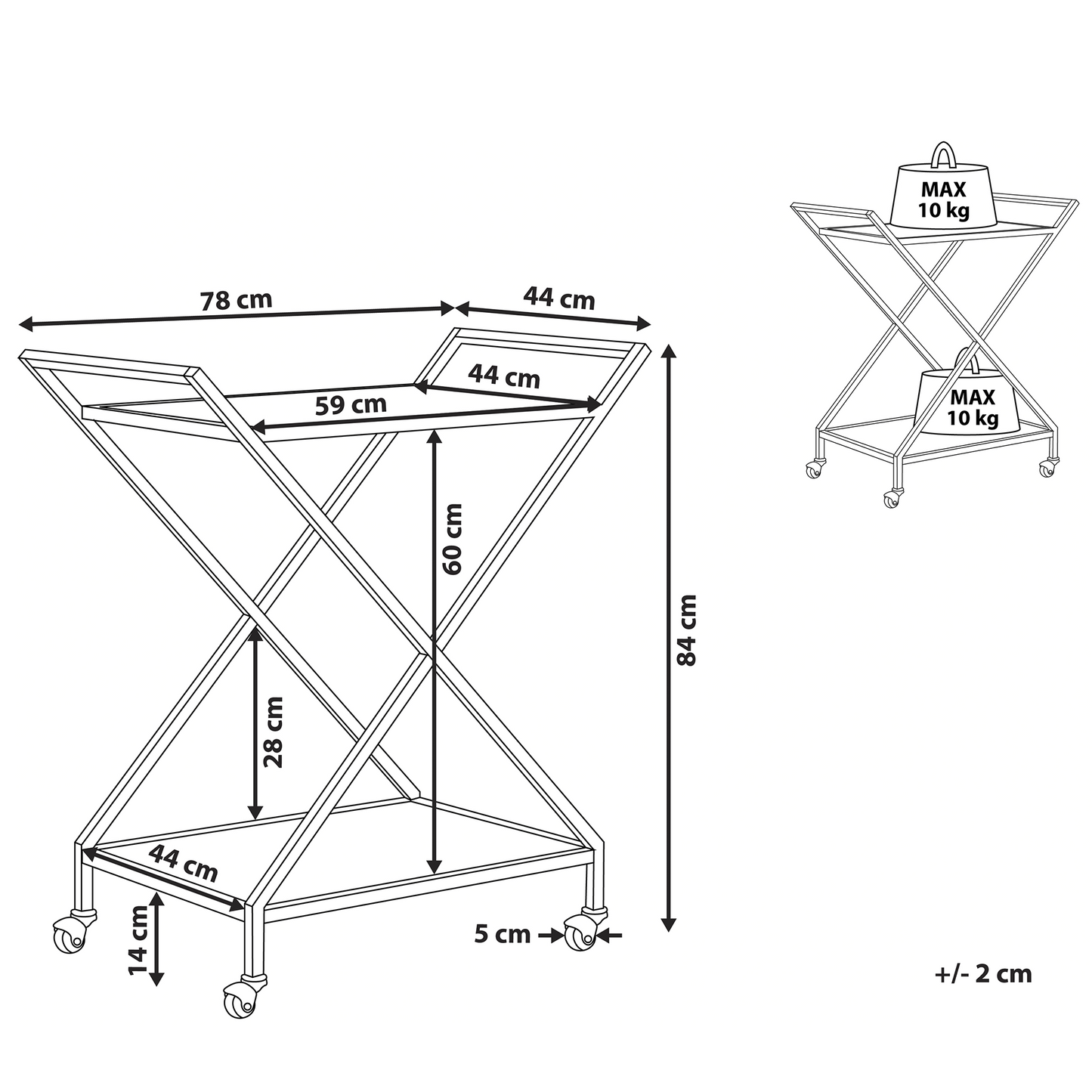 Gold Bar Cart Kitchen Trolley With Lockable Castors
