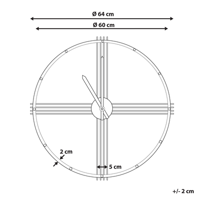 Gold Iron Frame Wall Clock 64cm Minimalist No Numerals