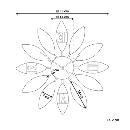 Elegant Living Brown Iron Flower Wall Clock 55cm Roman Numerals