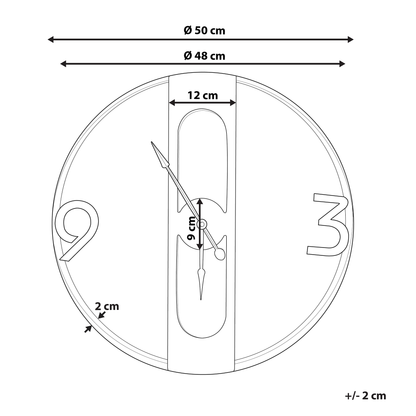TimberNest Rustic Wall Clock Brown MDF 50 cm Diameter Wooden Effect