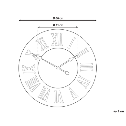 Wall Clock Dark Brown Round 60cm Handmade Diamond Face