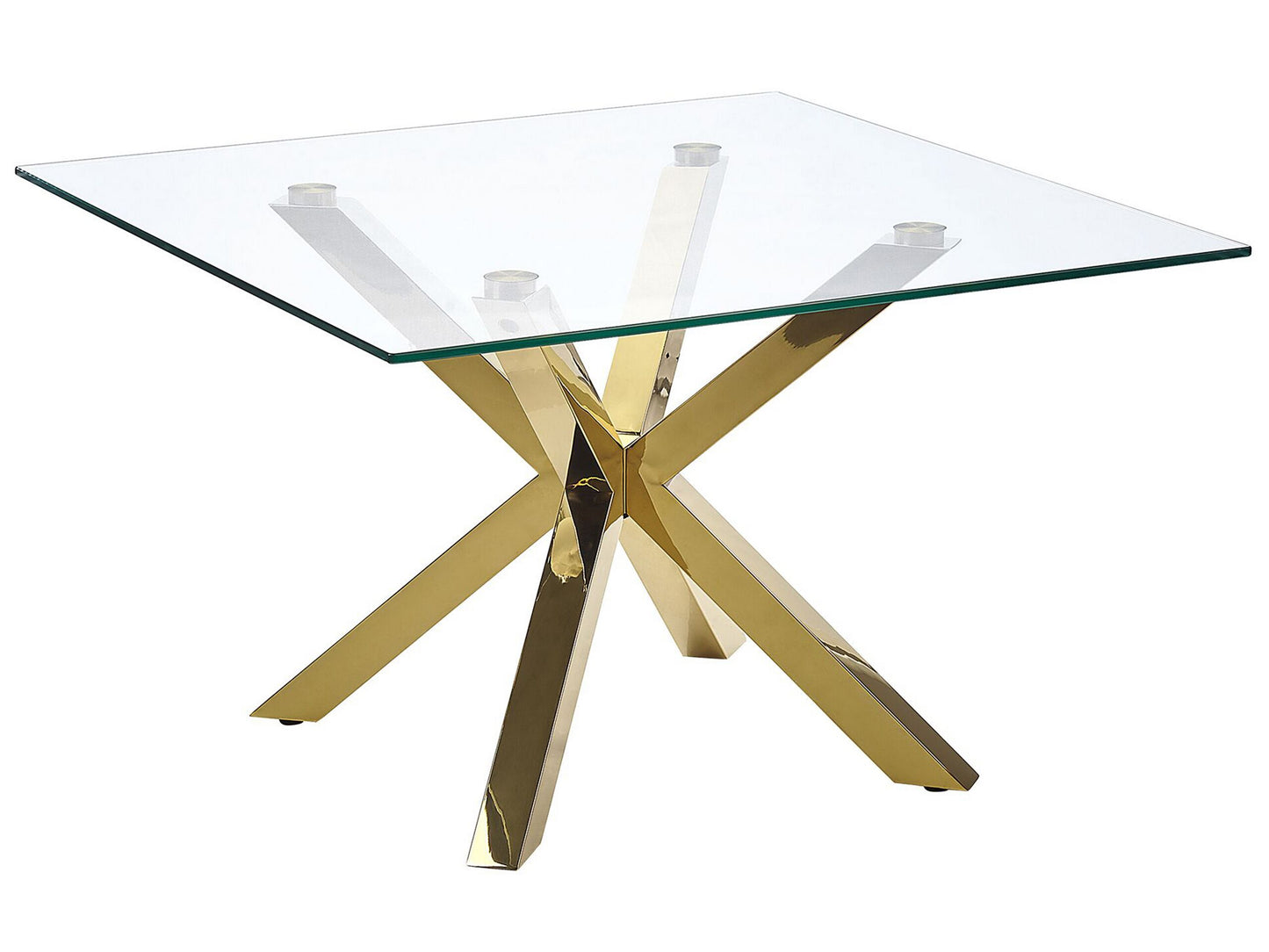 Gold Glass Coffee Table 70 x 70cm With Glossy Metal Legs