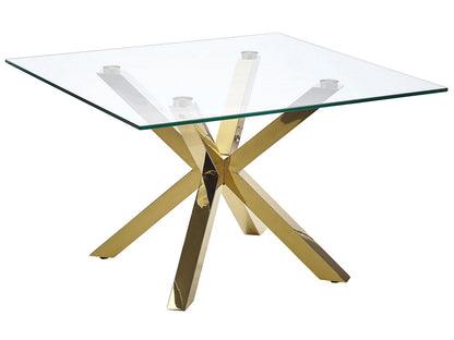Gold Glass Coffee Table 70 x 70cm With Glossy Metal Legs