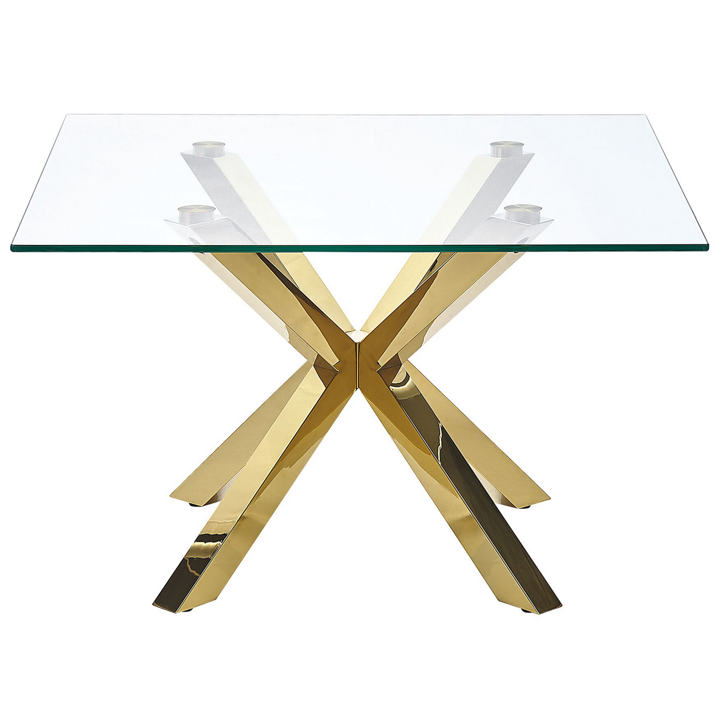 Gold Glass Coffee Table 70 x 70cm With Glossy Metal Legs