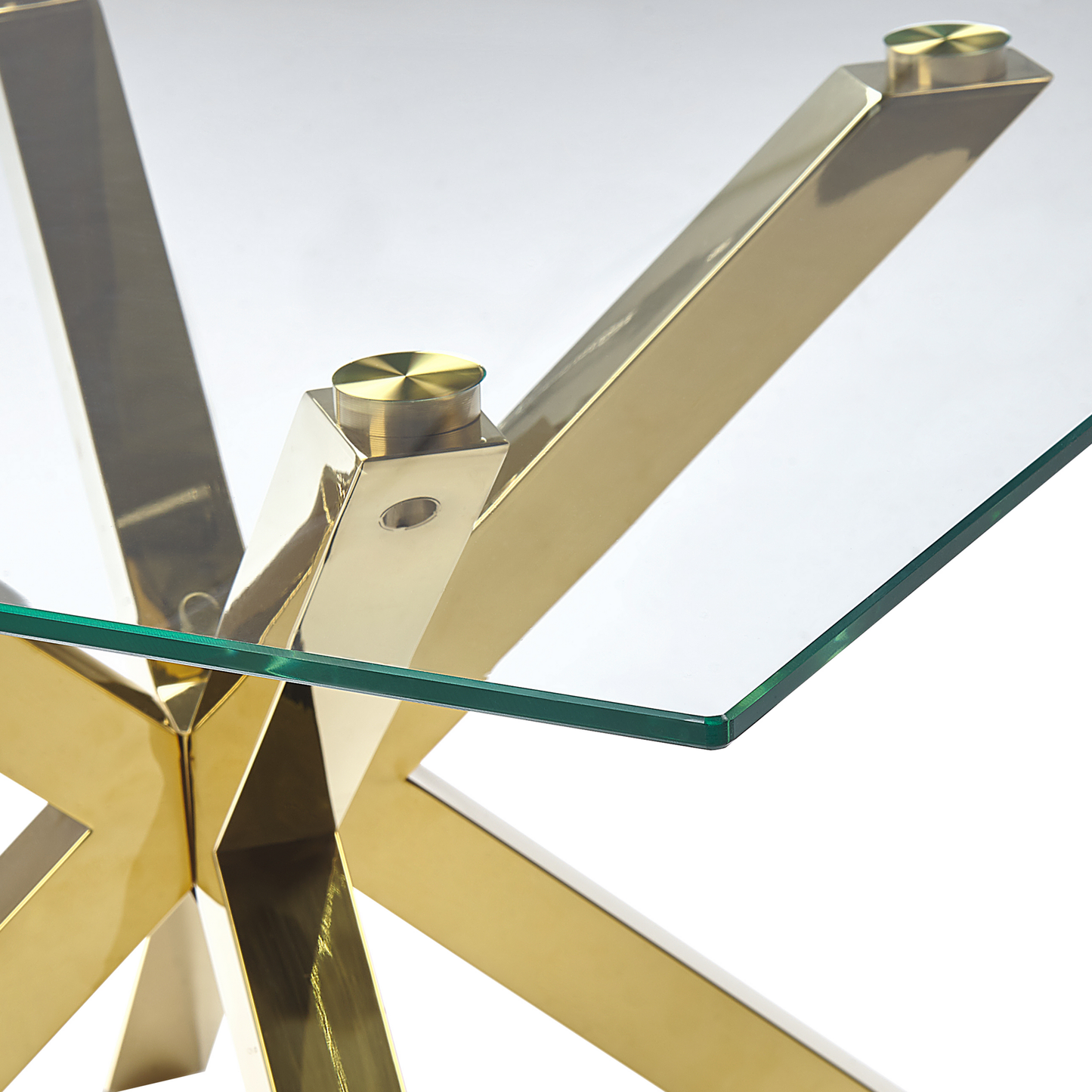 Gold Glass Coffee Table 70 x 70cm With Glossy Metal Legs