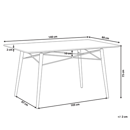 Dining Table Light Wood Black Top 140 x 80 Modern
