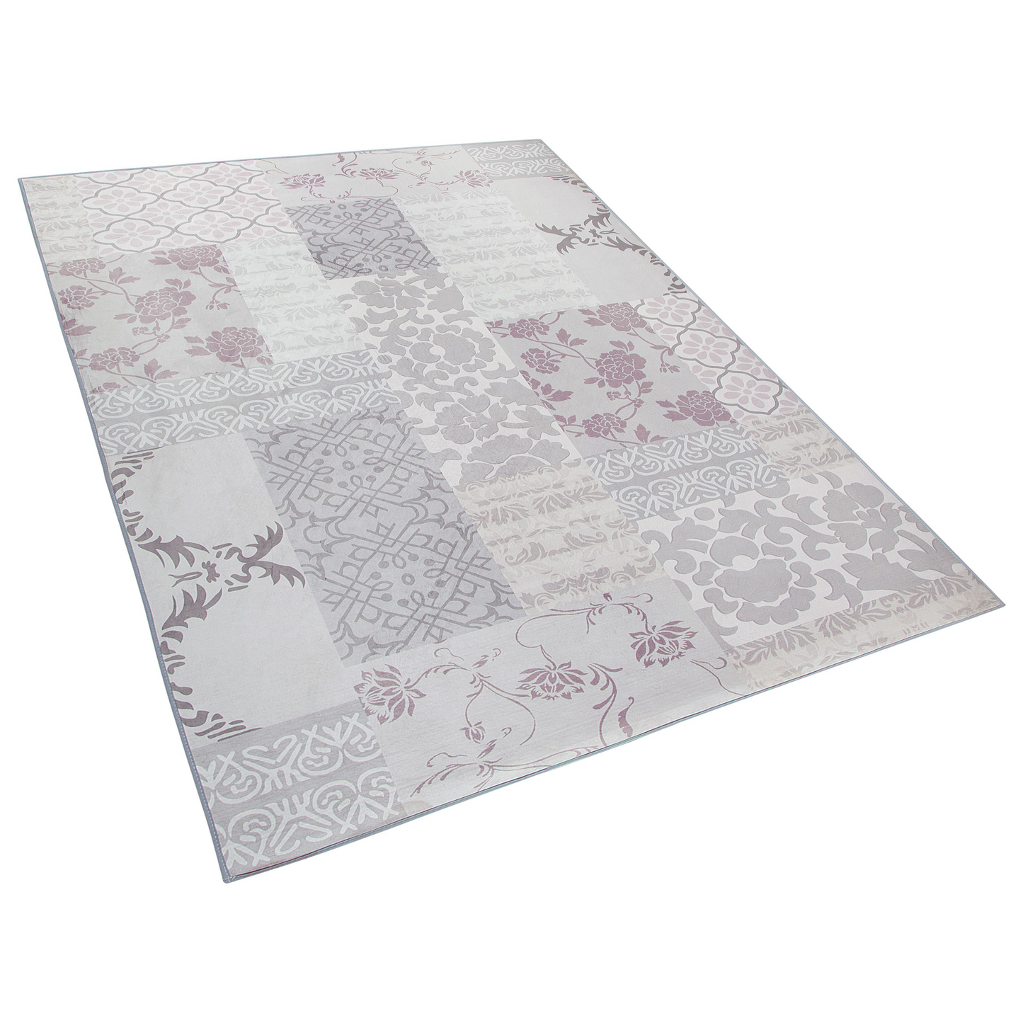 Rugs Multicolour Grey Polyester Rug 160 x 230 Low Pile Floral