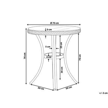 Gardenia Outdoor Table Blue White PE Rattan 70cm Glass Aluminum
