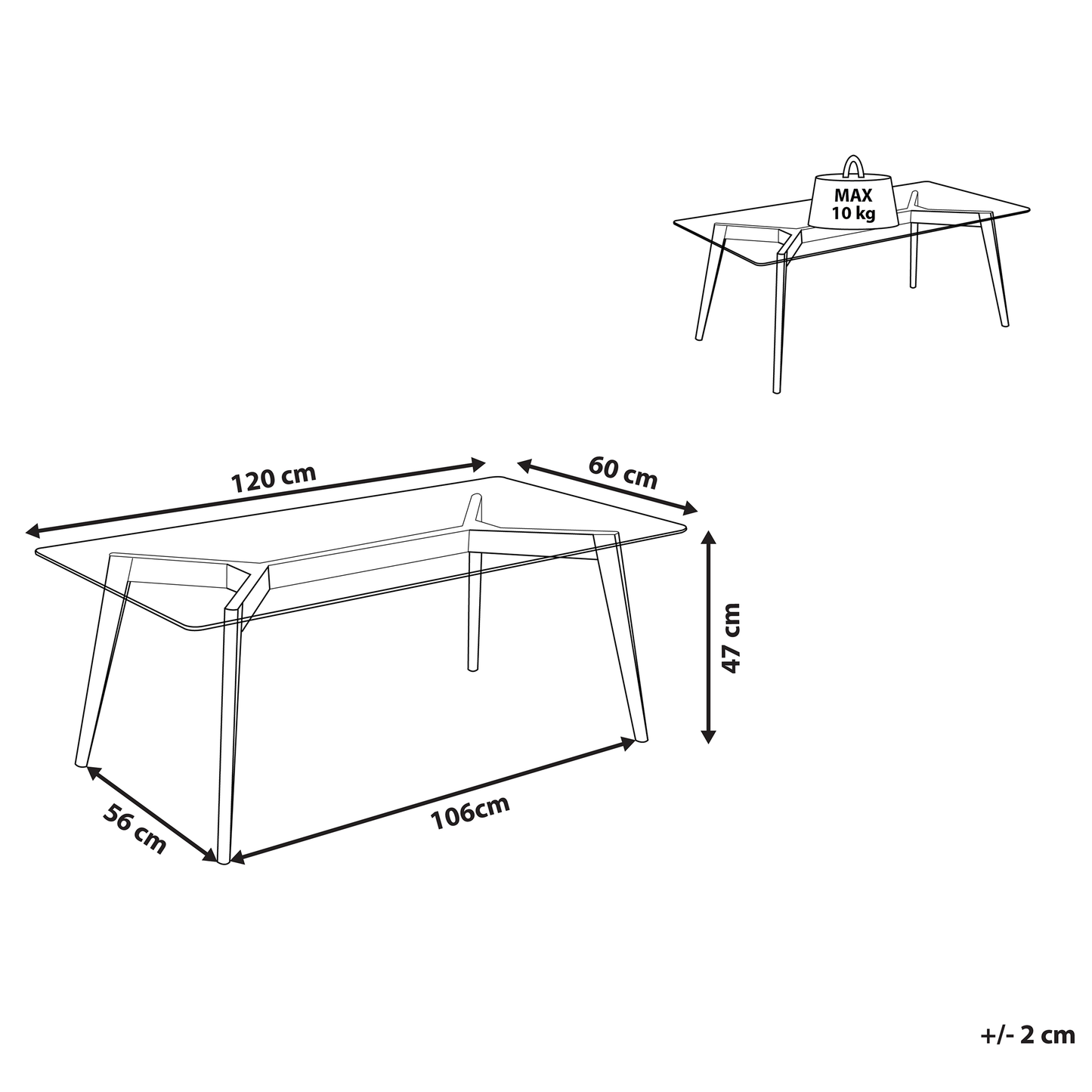 Glass Top Coffee Table 120 x 60 Rectangular With Beech Legs