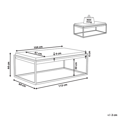 Grey Concrete Effect Coffee Table With Black Metal Frame 115 x 64cm