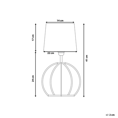 Table Lamp Round Wood Base White Shade Modern