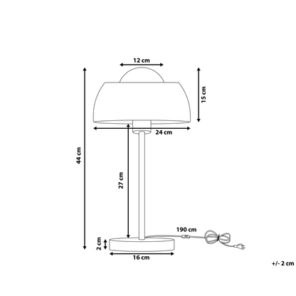Table Lamp Black Metal Round Base Dome Shade Industrial