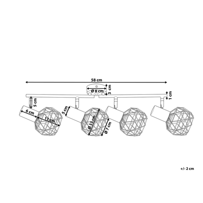 Home Copper 4 Light Cage Shades Adjustable Arms Ceiling Lamp
