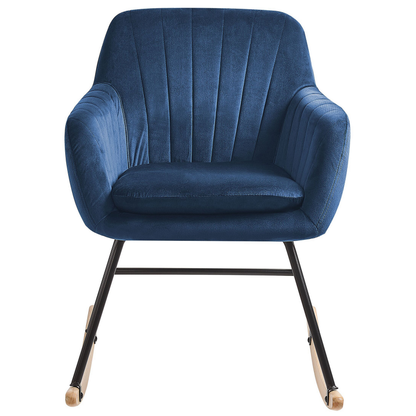Velvet Rocking Chair Blue With Metal Legs Modern Comfort