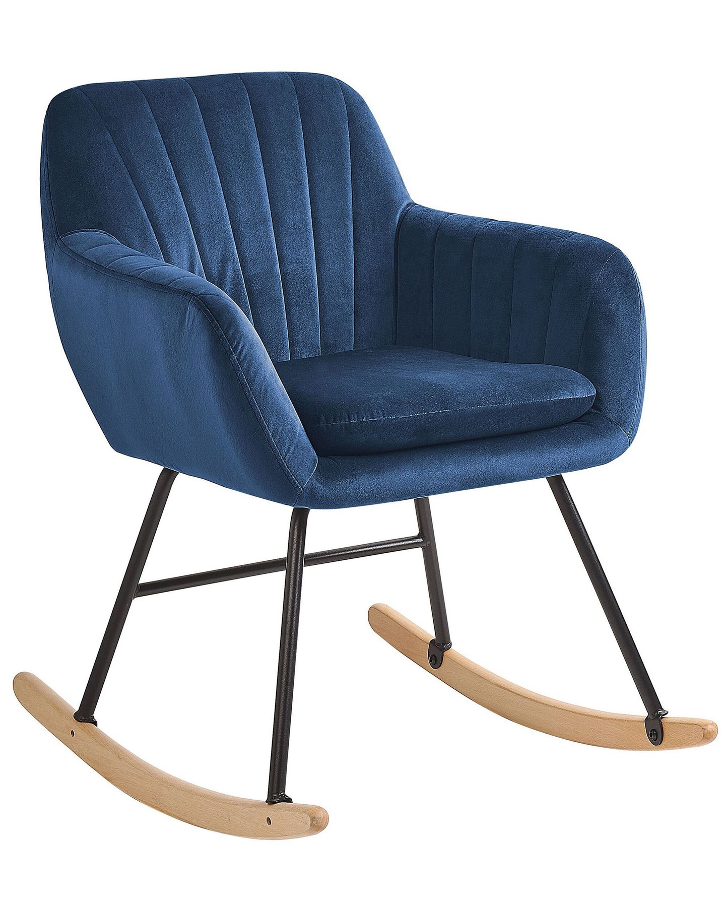 Velvet Rocking Chair Blue With Metal Legs Modern Comfort