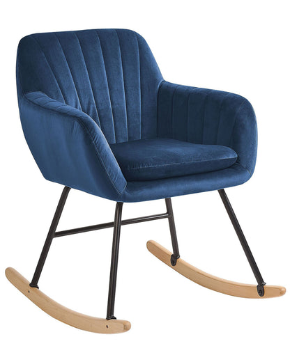 Velvet Rocking Chair Blue With Metal Legs Modern Comfort