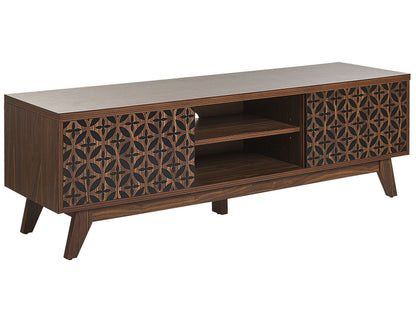 Sablon TV Stand Dark Brown Entertainment Unit With Cable Management