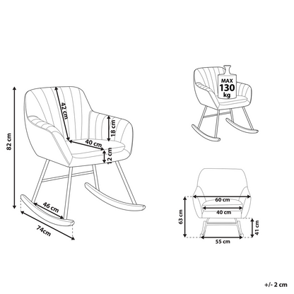 Rocking Chair Green Velvet With Metal Legs And Runners