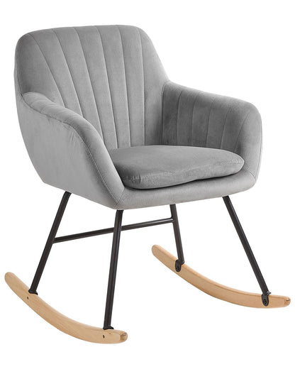 Grey Rocking Chair With Metal Legs And Runners