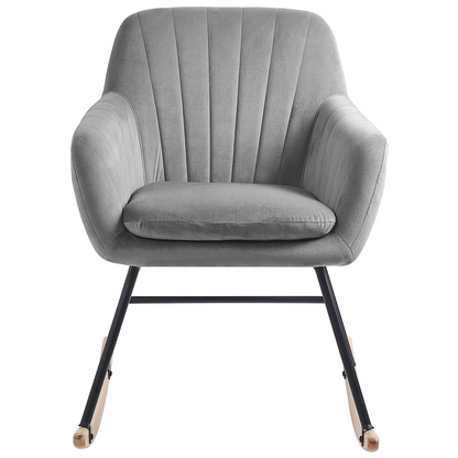 Grey Rocking Chair With Metal Legs And Runners