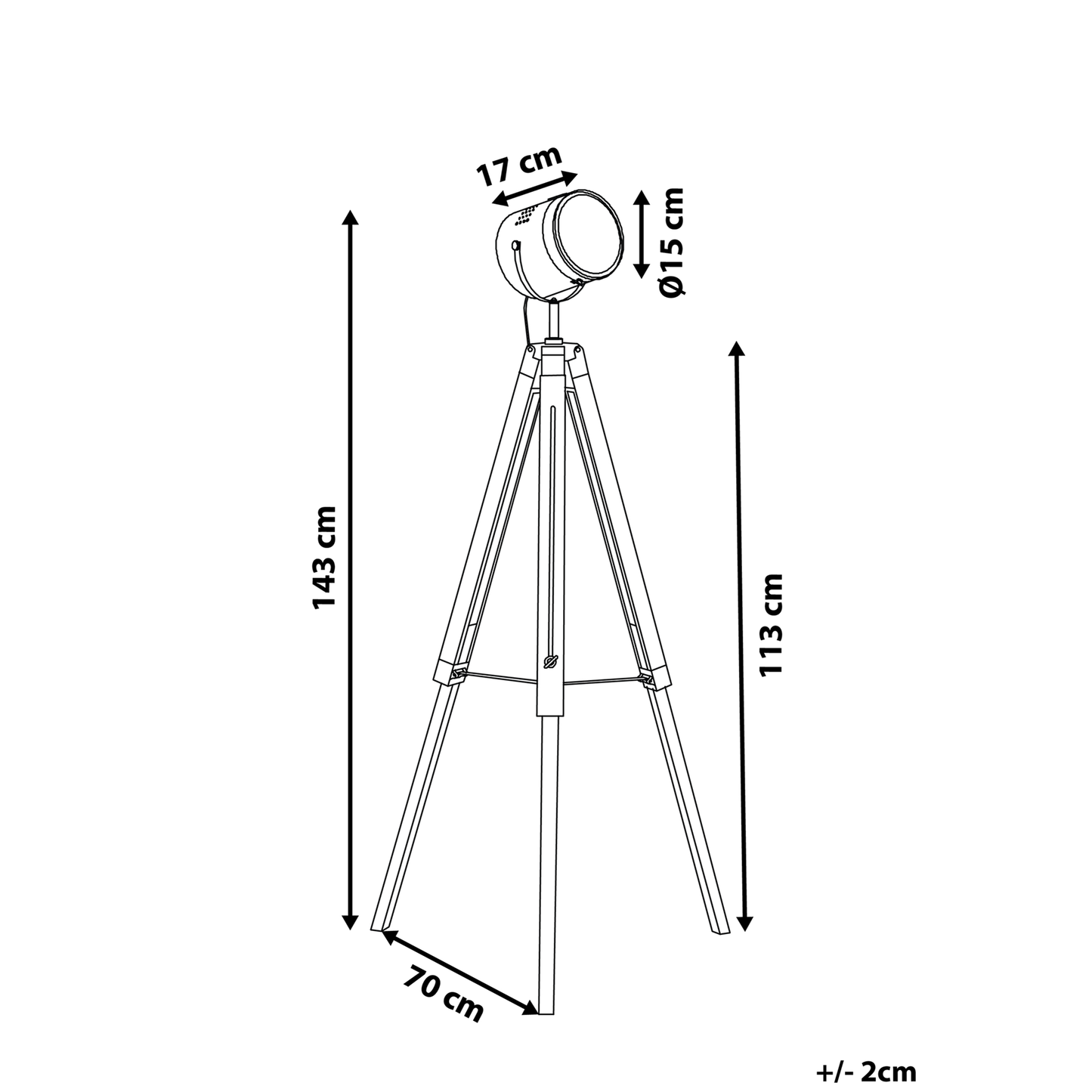 Floor Lamp White Metal 143cm Tripod Spotlight Cylindrical Shade Industrial Design