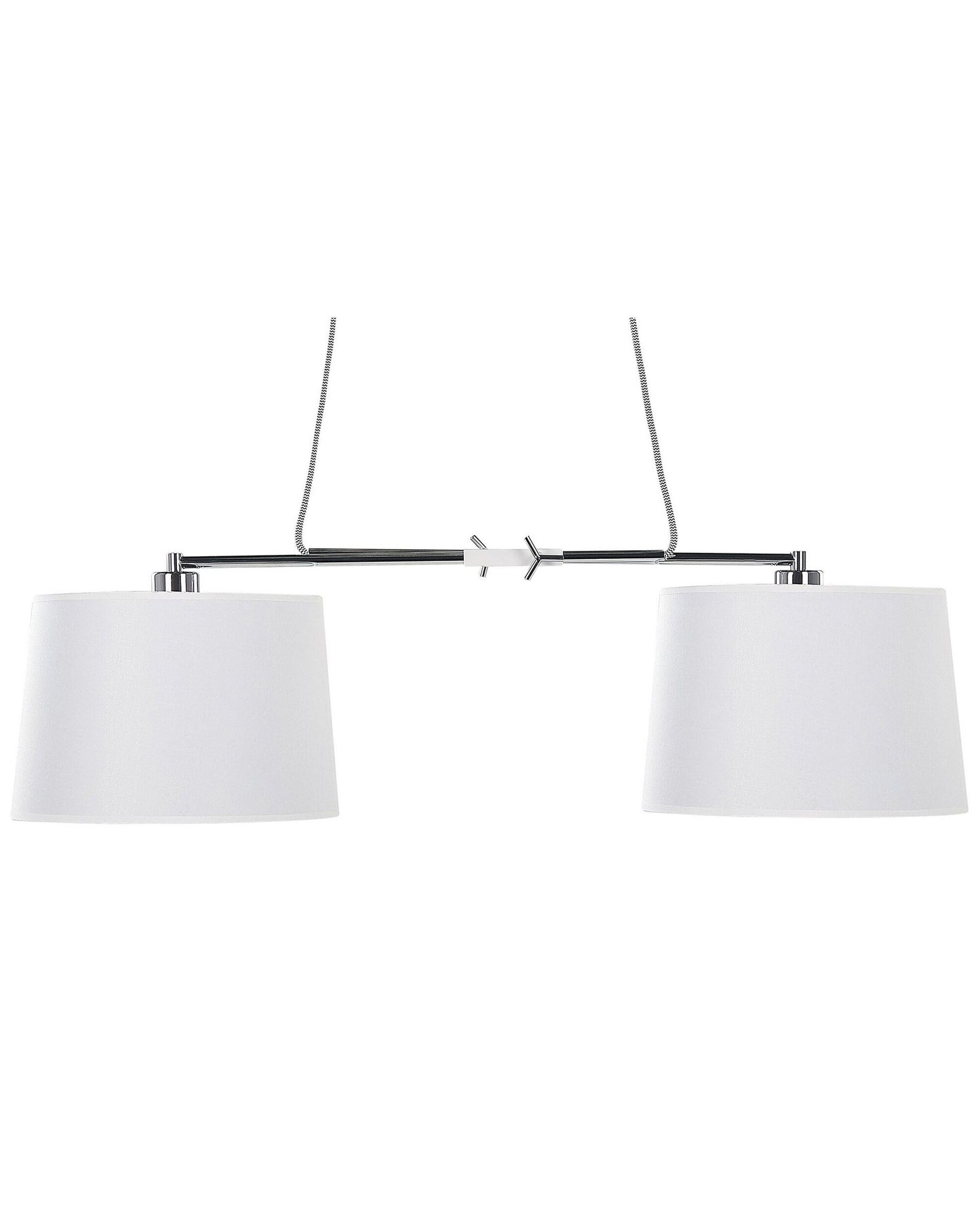 Two Light White Pendant With Chrome Interior Metal Base