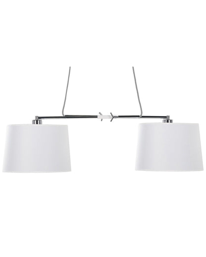 Two Light White Pendant With Chrome Interior Metal Base