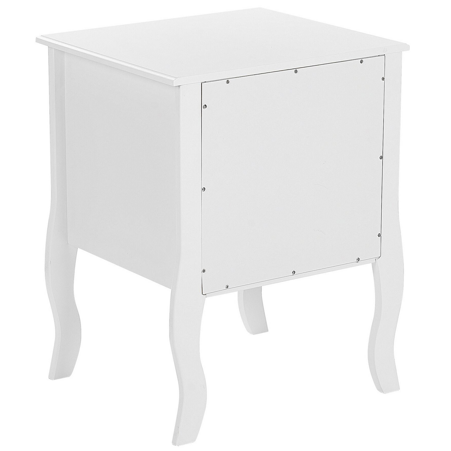 NordicNest Bedside Table White MDF 2 Drawers Curvy Cabriole Legs