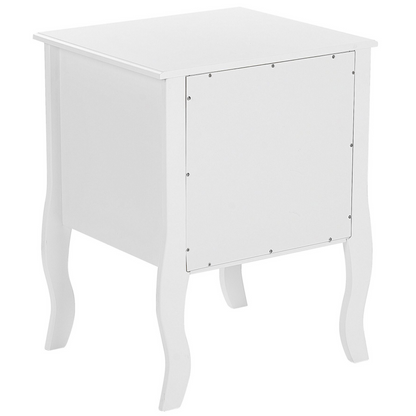 NordicNest Bedside Table White MDF 2 Drawers Curvy Cabriole Legs