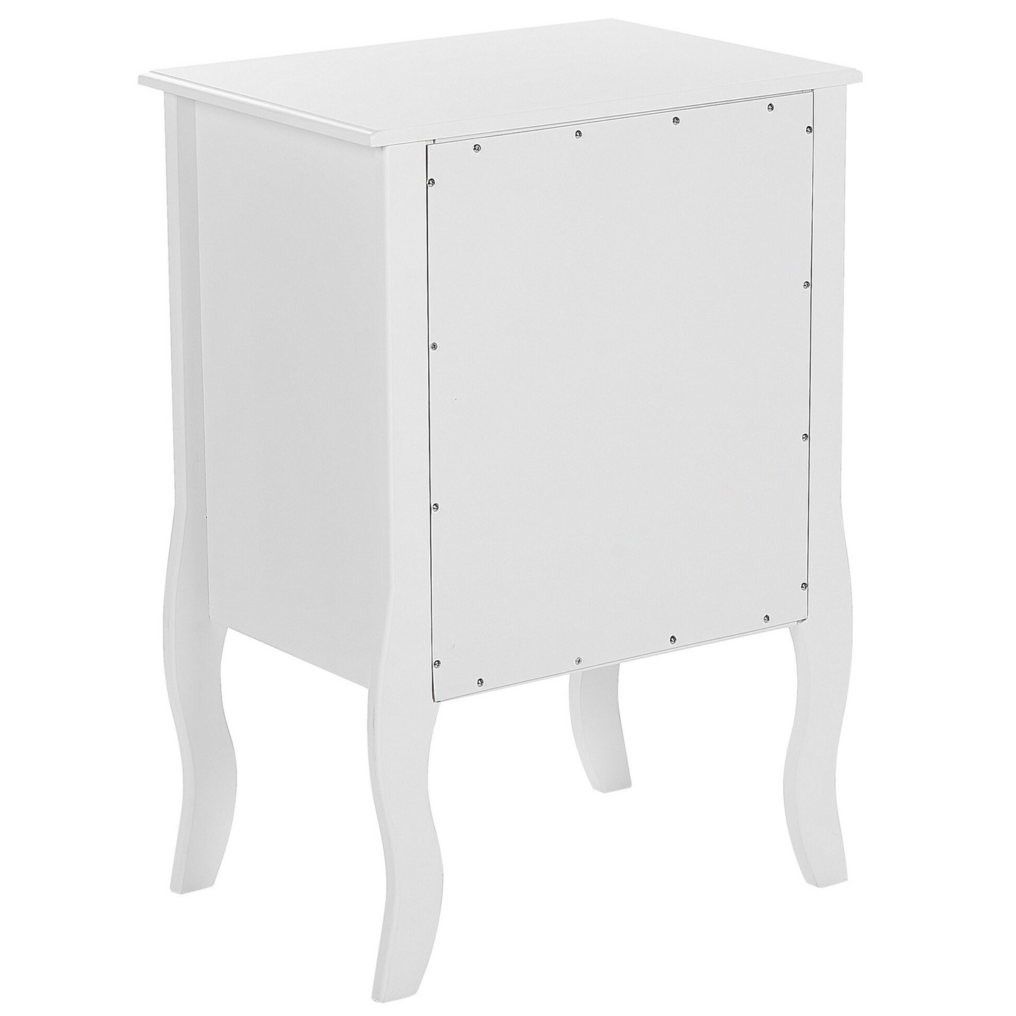 ScandiHome Bedside Table White MDF Three Drawer Cabriole Legs