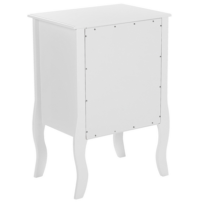 ScandiHome Bedside Table White MDF Three Drawer Cabriole Legs
